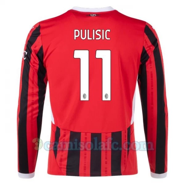 Camisola Futebol AC Milan Christian Pulisic #11 2024-25 Principal Equipamento Homem Manga Comprida