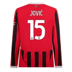Camisola Futebol AC Milan Jovic #15 2024-25 Principal Equipamento Homem Manga Comprida