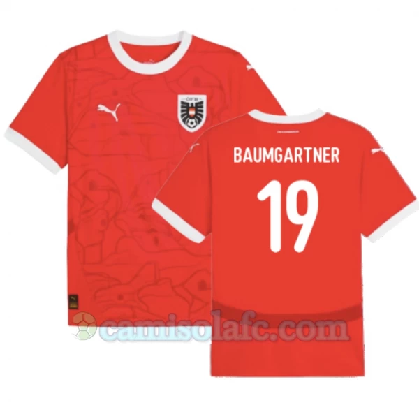 Camisola Futebol Áustria Baumgartner #19 UEFA Euro 2024 Principal Homem Equipamento