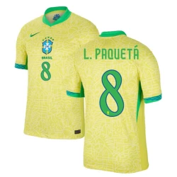 Camisola Futebol Brasileira L.paqueta #8 Copa America 2024 Principal Homem Equipamento