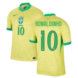 Camisola Futebol Brasileira Ronaldinho Gaúcho #10 Copa America 2024 Principal Homem Equipamento