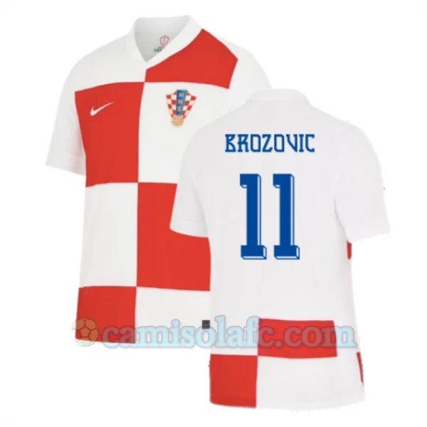 Camisola Futebol Croácia Brozovic #11 UEFA Euro 2024 Principal Homem Equipamento