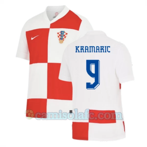 Camisola Futebol Croácia Kramaric #9 UEFA Euro 2024 Principal Homem Equipamento