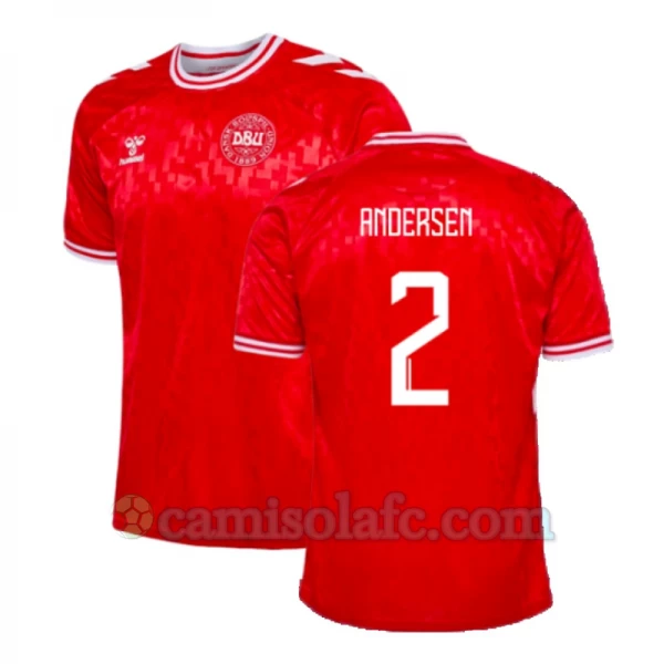 Camisola Futebol Dinamarca Andersen #2 UEFA Euro 2024 Principal Homem Equipamento