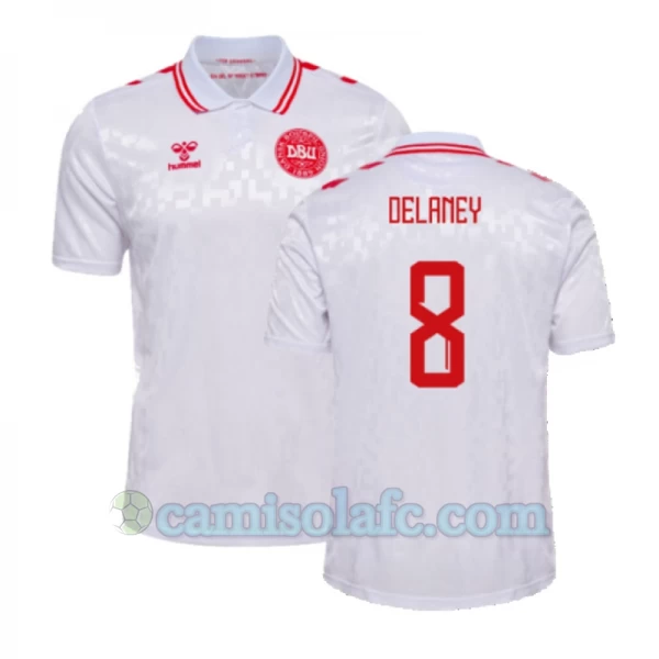 Camisola Futebol Dinamarca Delaney #8 UEFA Euro 2024 Alternativa Homem Equipamento