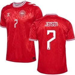 Camisola Futebol Dinamarca Jensen #7 UEFA Euro 2024 Principal Homem Equipamento