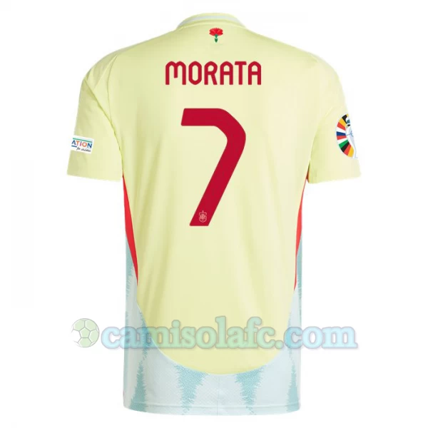 Camisola Futebol Espanha Alvaro Morata #7 UEFA Euro 2024 Alternativa Homem Equipamento