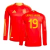 Camisola Futebol Espanha Lamine Yamal #19 UEFA Euro 2024 Principal Homem Equipamento Manga Comprida