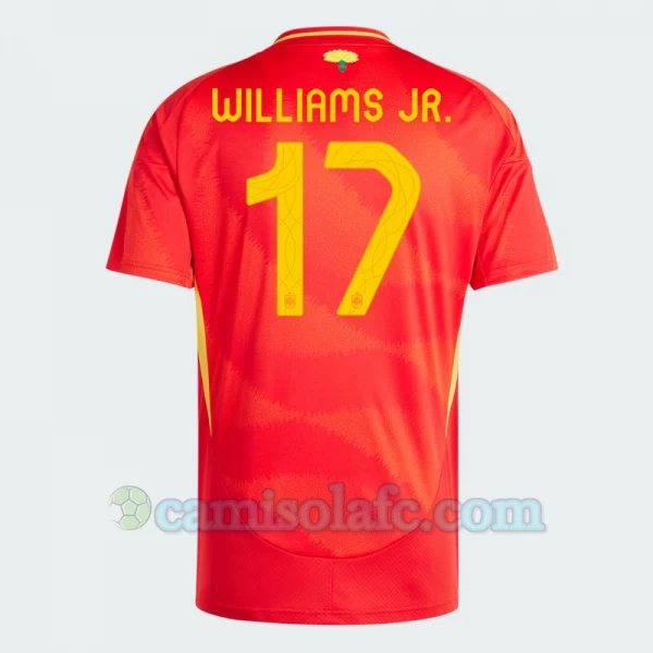 Camisola Futebol Espanha Williams Jr. #17 UEFA Euro 2024 Principal Homem Equipamento