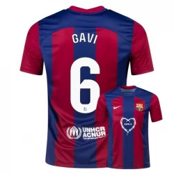 Camisola Futebol FC Barcelona Gavi #6 2023-24 x Karol G Principal Equipamento Homem