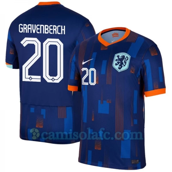 Camisola Futebol Holanda Gravenberch #20 UEFA Euro 2024 Alternativa Homem Equipamento