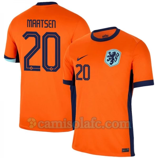 Camisola Futebol Holanda Maatsen #20 UEFA Euro 2024 Principal Homem Equipamento