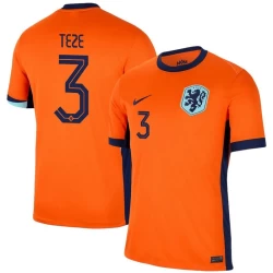 Camisola Futebol Holanda Teze #3 UEFA Euro 2024 Principal Homem Equipamento