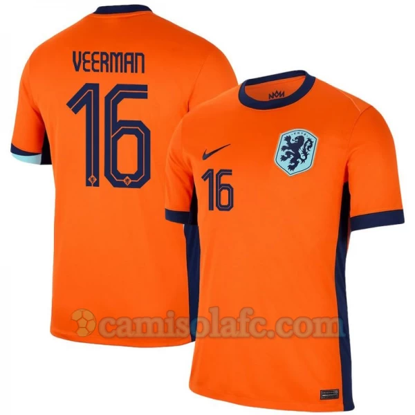 Camisola Futebol Holanda Veerman #16 UEFA Euro 2024 Principal Homem Equipamento