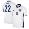 Camisola Futebol Inglaterra Gomez #22 UEFA Euro 2024 Principal Homem Equipamento