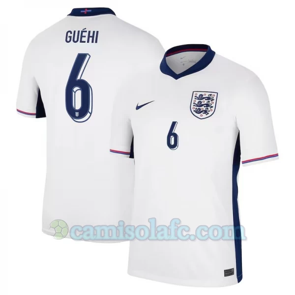 Camisola Futebol Inglaterra Guehi #6 UEFA Euro 2024 Principal Homem Equipamento
