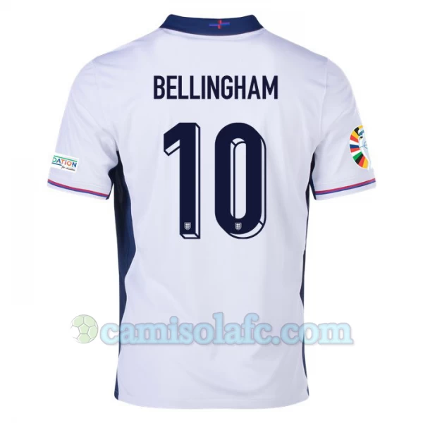 Camisola Futebol Inglaterra Jude Bellingham #10 UEFA Euro 2024 Principal Homem Equipamento