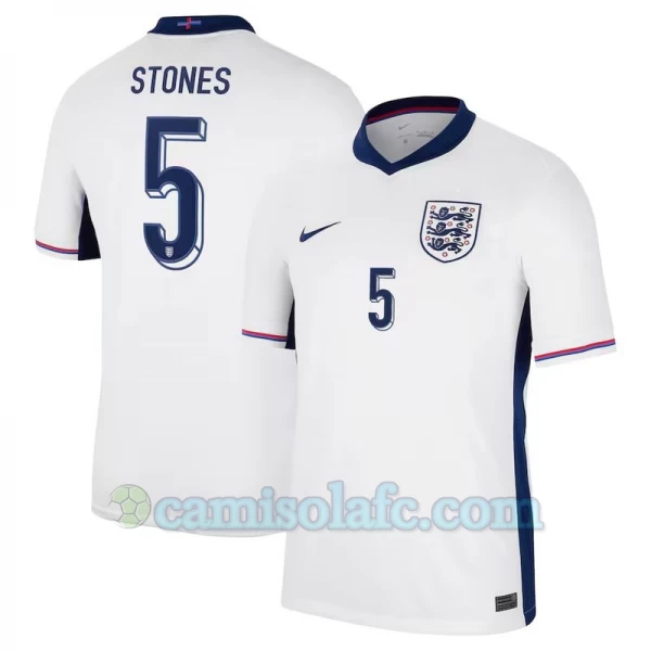 Camisola Futebol Inglaterra Stones #5 UEFA Euro 2024 Principal Homem Equipamento
