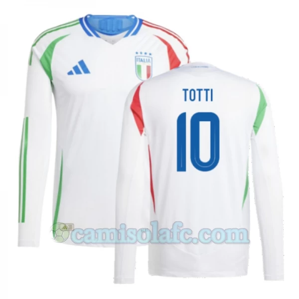 Camisola Futebol Itália Francesco Totti #10 UEFA Euro 2024 Alternativa Homem Equipamento Manga Comprida