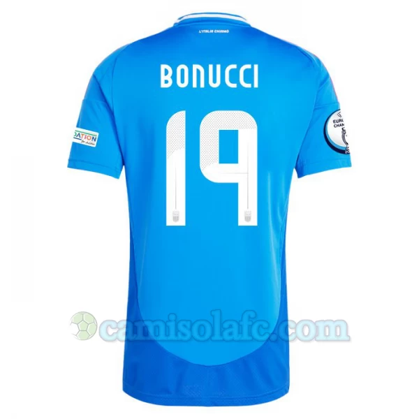 Camisola Futebol Itália Leonardo Bonucci #19 UEFA Euro 2024 Principal Homem Equipamento