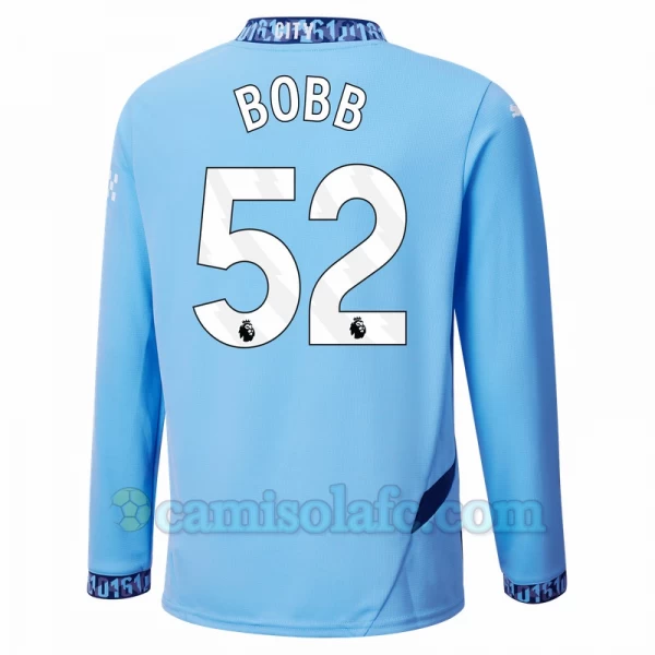 Camisola Futebol Manchester City Bobb #52 2024-25 Principal Equipamento Homem Manga Comprida