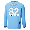 Camisola Futebol Manchester City Lewis #82 2024-25 Principal Equipamento Homem Manga Comprida