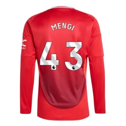 Camisola Futebol Manchester United Mengi #43 2024-25 Principal Equipamento Homem Manga Comprida