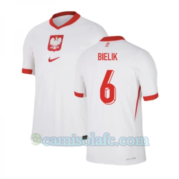 Camisola Futebol Polônia Bielik #6 UEFA Euro 2024 Principal Homem Equipamento