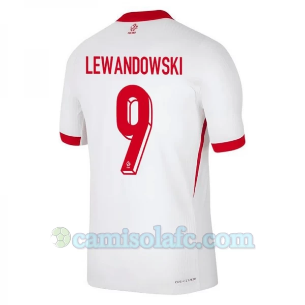 Camisola Futebol Polônia Robert Lewandowski #9 UEFA Euro 2024 Principal Homem Equipamento
