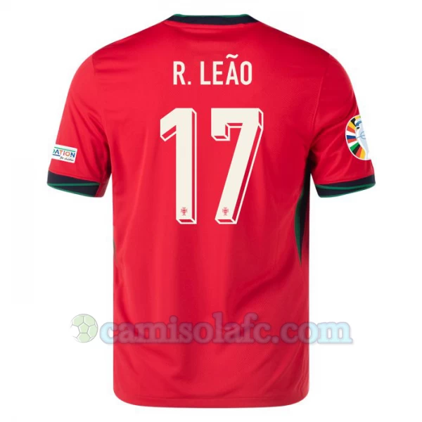 Camisola Futebol Portugal Rafael Leão #17 UEFA Euro 2024 Principal Homem Equipamento