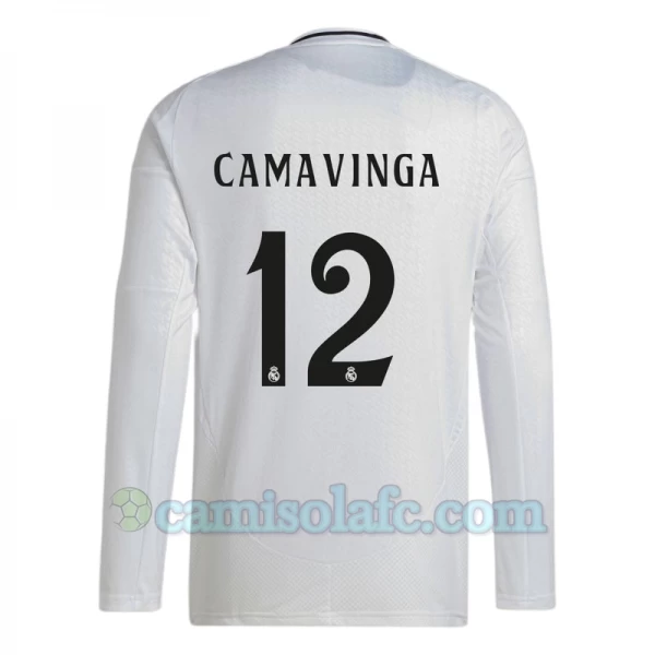Camisola Futebol Real Madrid Camavinga #12 2024-25 Principal Equipamento Homem Manga Comprida