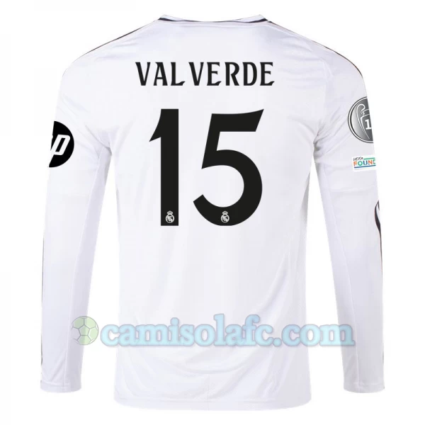 Camisola Futebol Real Madrid Federico Valverde #15 2024-25 HP Principal Equipamento Homem Manga Comprida