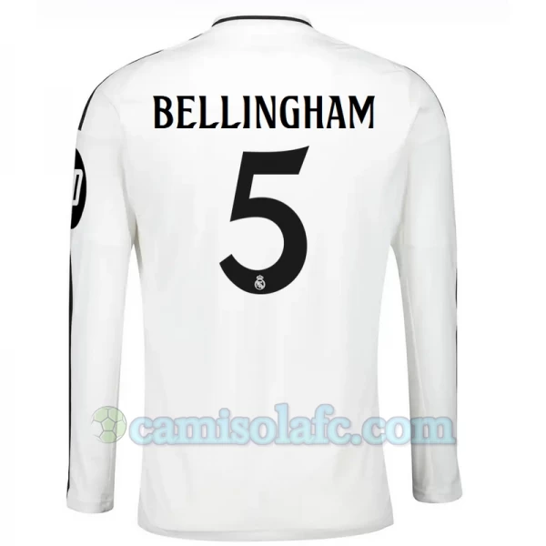 Camisola Futebol Real Madrid Jude Bellingham #5 2024-25 HP Principal Equipamento Homem Manga Comprida
