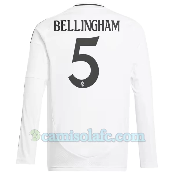 Camisola Futebol Real Madrid Jude Bellingham #5 2024-25 Principal Equipamento Homem Manga Comprida