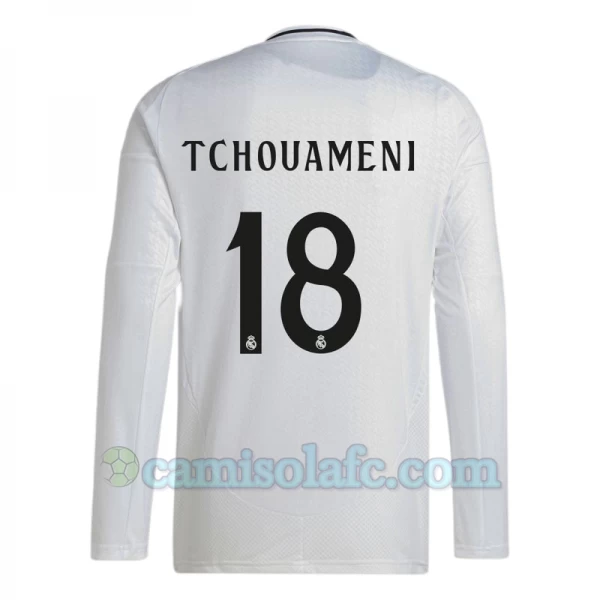 Camisola Futebol Real Madrid Tchouameni #18 2024-25 Principal Equipamento Homem Manga Comprida