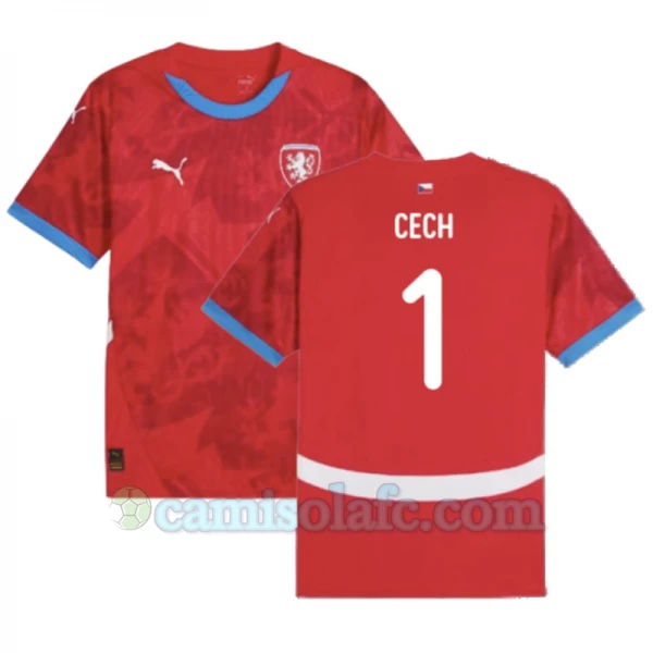 Camisola Futebol República Checa Cech #1 UEFA Euro 2024 Principal Homem Equipamento