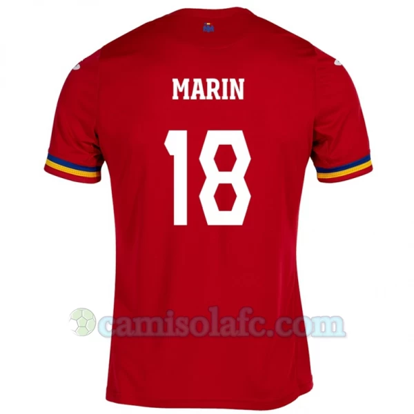 Camisola Futebol Romênia Marin #18 UEFA Euro 2024 Alternativa Homem Equipamento