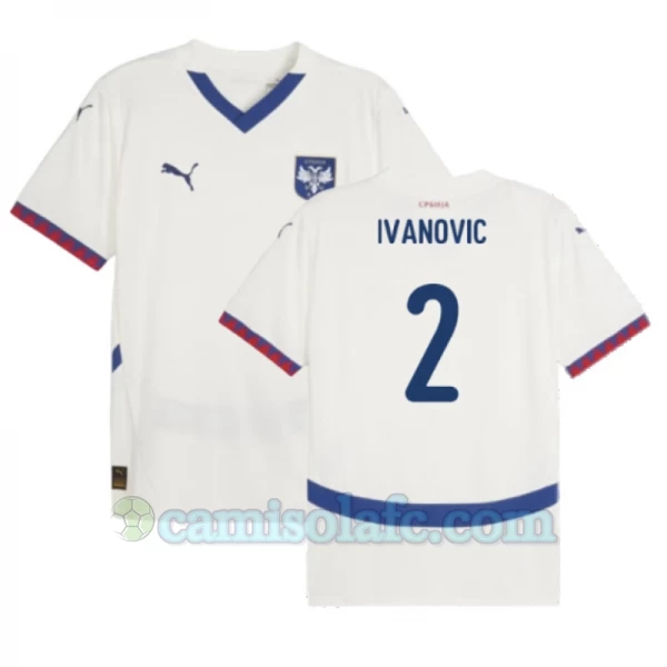 Camisola Futebol Sérvia Ivanovic #2 UEFA Euro 2024 Alternativa Homem Equipamento