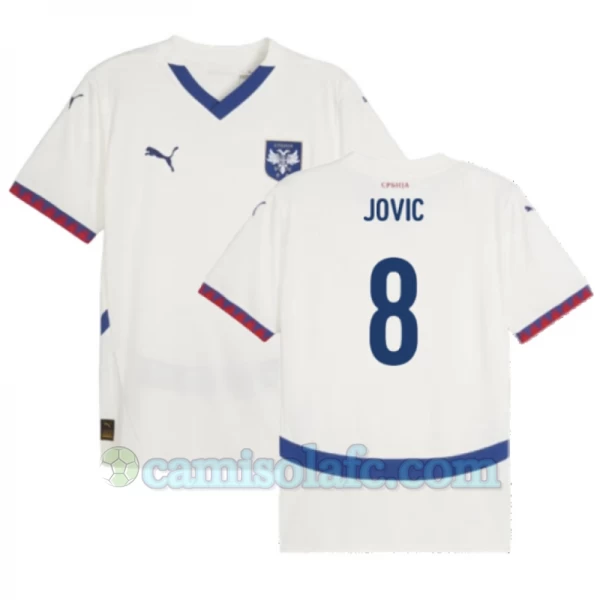 Camisola Futebol Sérvia Jovic #8 UEFA Euro 2024 Alternativa Homem Equipamento