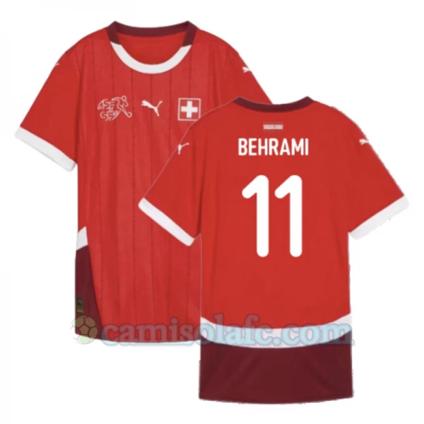 Camisola Futebol Suíça Behrami #11 UEFA Euro 2024 Principal Homem Equipamento