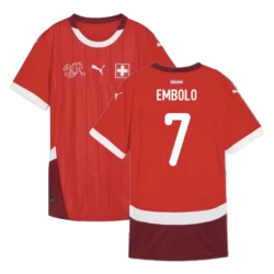 Camisola Futebol Suíça Embolo #7 UEFA Euro 2024 Principal Homem Equipamento