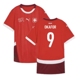 Camisola Futebol Suíça Okafor #9 UEFA Euro 2024 Principal Homem Equipamento