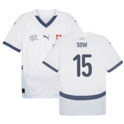 Camisola Futebol Suíça Sow #15 UEFA Euro 2024 Alternativa Homem Equipamento