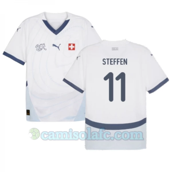 Camisola Futebol Suíça Steffen #11 UEFA Euro 2024 Alternativa Homem Equipamento