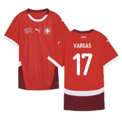 Camisola Futebol Suíça Vargas #17 UEFA Euro 2024 Principal Homem Equipamento