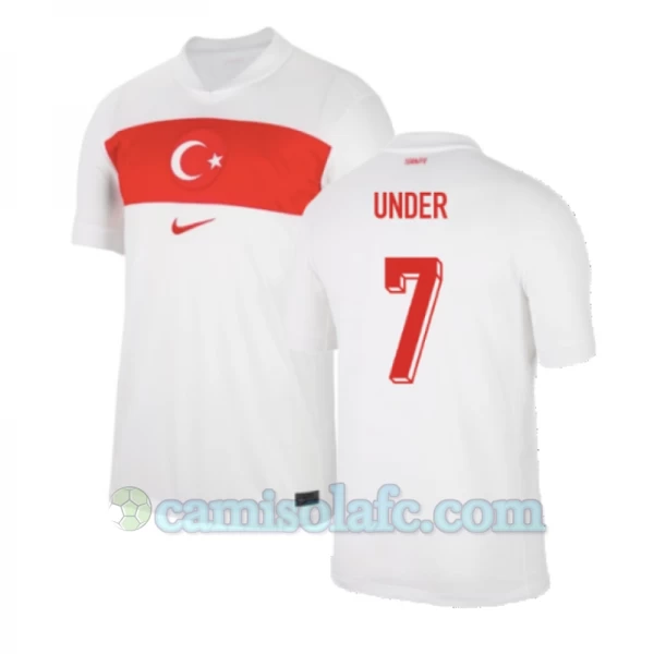 Camisola Futebol Turquia Under #7 UEFA Euro 2024 Principal Homem Equipamento