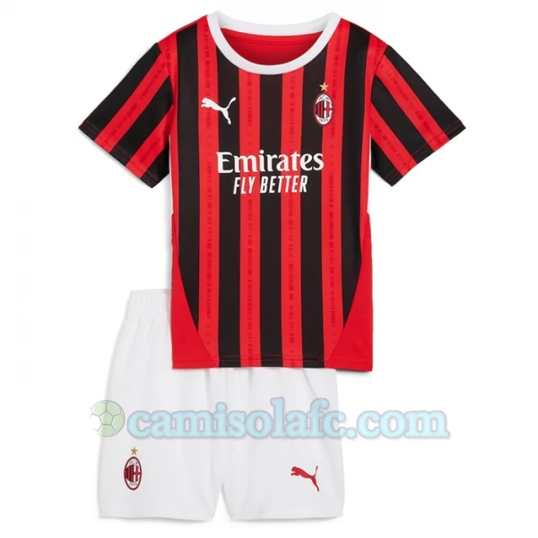 Criança Camisola Futebol AC Milan 2024-25 1ª Equipamento (+ Calções)