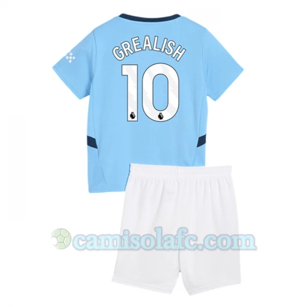 Criança Camisola Futebol Manchester City Jack Grealish #10 2024-25 1ª Equipamento (+ Calções)