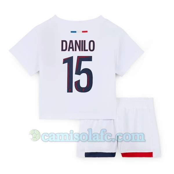 Criança Camisola Futebol Paris Saint-Germain PSG 2024-25 Danilo #15 2ª Equipamento (+ Calções)