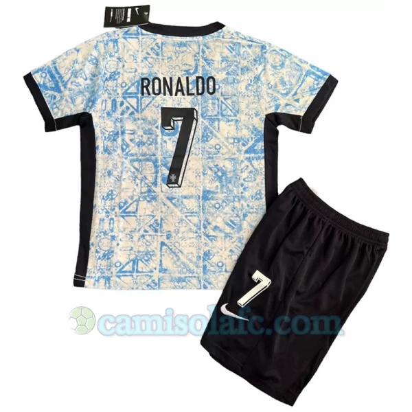 Criança Camisola Futebol Portugal Cristiano Ronaldo #7 UEFA Euro 2024 Alternativa Equipamento (+ Calções)